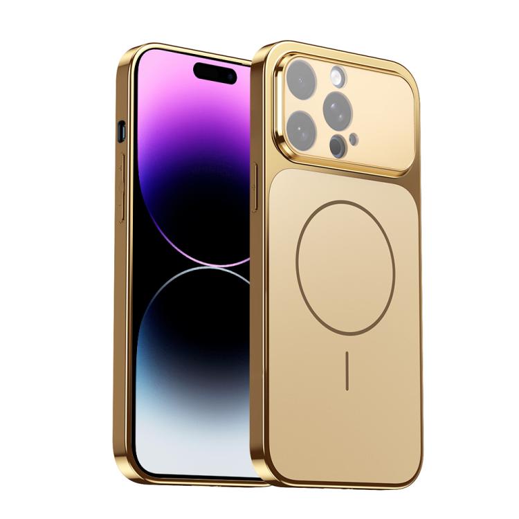 Corning Glass Plating Large Window MagSafe Phone Case, For iPhone 15 Pro, For iPhone 15, For iPhone 14, For iPhone 14 Pro