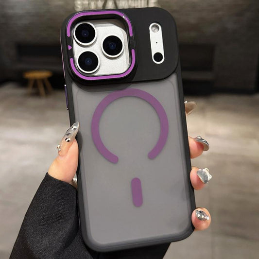 Skin Feel Frosted Metal Lens Holder MagSafe Magnetic Phone Case, For iPhone 17 Pro Max, For iPhone 17 Pro, For iPhone 17