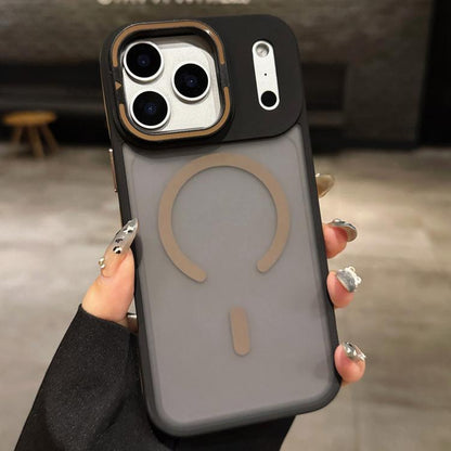 Skin Feel Frosted Metal Lens Holder MagSafe Magnetic Phone Case, For iPhone 17 Pro Max, For iPhone 17 Pro, For iPhone 17