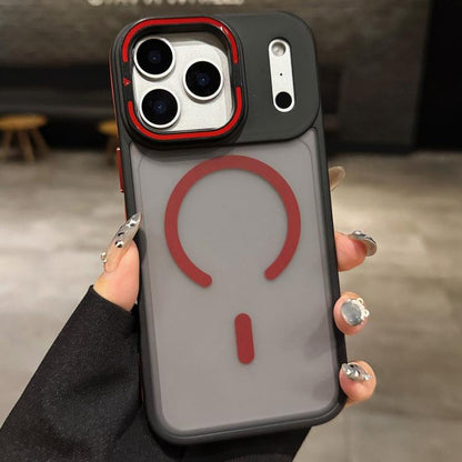 Skin Feel Frosted Metal Lens Holder MagSafe Magnetic Phone Case, For iPhone 17 Pro Max, For iPhone 17 Pro, For iPhone 17