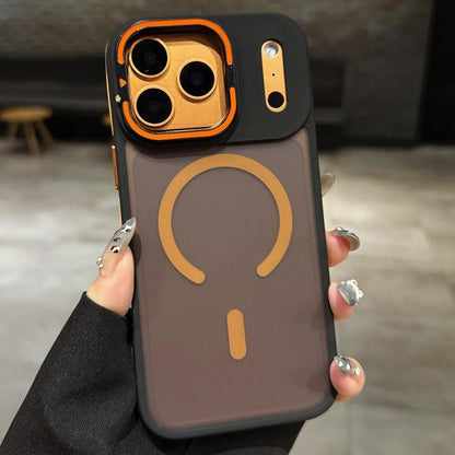 Skin Feel Frosted Metal Lens Holder MagSafe Magnetic Phone Case, For iPhone 17 Pro Max, For iPhone 17 Pro, For iPhone 17