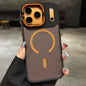 Skin Feel Frosted Metal Lens Holder MagSafe Magnetic Phone Case, For iPhone 17 Pro Max, For iPhone 17 Pro, For iPhone 17