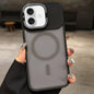 Skin Feel Frosted Metal Lens Holder MagSafe Magnetic Phone Case, For iPhone 17 Pro Max, For iPhone 17 Pro, For iPhone 17
