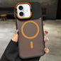 Skin Feel Frosted Metal Lens Holder MagSafe Magnetic Phone Case, For iPhone 17 Pro Max, For iPhone 17 Pro, For iPhone 17