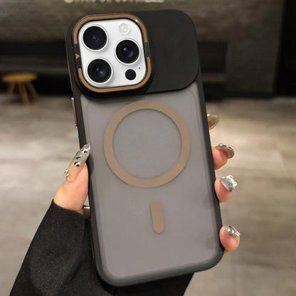 Skin Feel Frosted Metal Lens Holder MagSafe Magnetic Phone Case, For iPhone Air, For iPhone 16 Pro Max, For iPhone 16 Pro