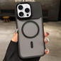 Skin Feel Frosted Metal Lens Holder MagSafe Magnetic Phone Case, For iPhone Air, For iPhone 16 Pro Max, For iPhone 16 Pro