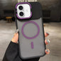 Skin Feel Frosted Metal Lens Holder MagSafe Magnetic Phone Case, For iPhone 16 Plus, For iPhone 16, For iPhone 15 Pro Max