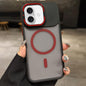 Skin Feel Frosted Metal Lens Holder MagSafe Magnetic Phone Case, For iPhone 16 Plus, For iPhone 16, For iPhone 15 Pro Max