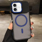 Skin Feel Frosted Metal Lens Holder MagSafe Magnetic Phone Case, For iPhone 16 Plus, For iPhone 16, For iPhone 15 Pro Max