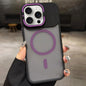 Skin Feel Frosted Metal Lens Holder MagSafe Magnetic Phone Case, For iPhone 16 Plus, For iPhone 16, For iPhone 15 Pro Max