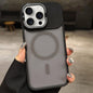 Skin Feel Frosted Metal Lens Holder MagSafe Magnetic Phone Case, For iPhone 16 Plus, For iPhone 16, For iPhone 15 Pro Max
