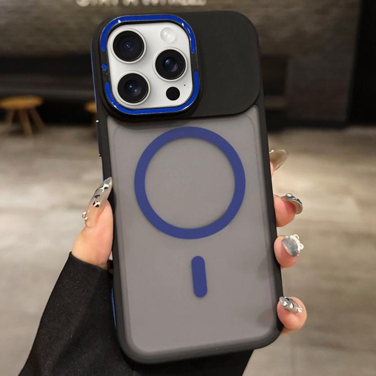 Skin Feel Frosted Metal Lens Holder MagSafe Magnetic Phone Case, For iPhone 16 Plus, For iPhone 16, For iPhone 15 Pro Max