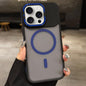 Skin Feel Frosted Metal Lens Holder MagSafe Magnetic Phone Case, For iPhone 16 Plus, For iPhone 16, For iPhone 15 Pro Max