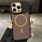 Skin Feel Frosted Metal Lens Holder MagSafe Magnetic Phone Case, For iPhone 16 Plus, For iPhone 16, For iPhone 15 Pro Max