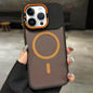 Skin Feel Frosted Metal Lens Holder MagSafe Magnetic Phone Case, For iPhone 14 Pro, For iPhone 14 Pro Max, For iPhone 13 Pro Max