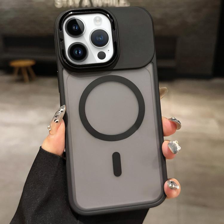 Skin Feel Frosted Metal Lens Holder MagSafe Magnetic Phone Case, For iPhone 14 Pro, For iPhone 14 Pro Max, For iPhone 13 Pro Max