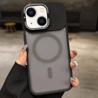 Skin Feel Frosted Metal Lens Holder MagSafe Magnetic Phone Case, For iPhone 13 Pro, For iPhone 13, For iPhone 12