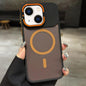 Skin Feel Frosted Metal Lens Holder MagSafe Magnetic Phone Case, For iPhone 13 Pro, For iPhone 13, For iPhone 12
