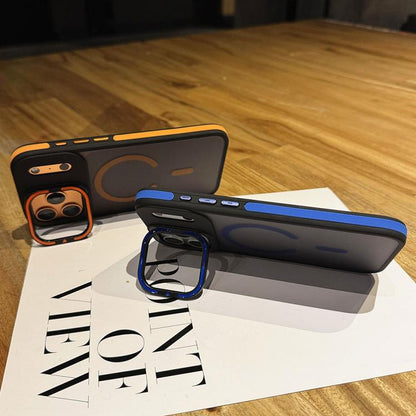 Skin Feel Frosted Metal Lens Holder MagSafe Magnetic Phone Case, For iPhone 17 Pro Max, For iPhone 17 Pro, For iPhone 17