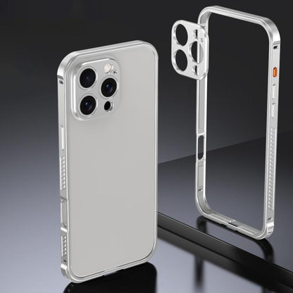Armor Dual-side Anti-slip Metal Frame Case with Lens Cover, For iPhone 16 Pro, For iPhone 16