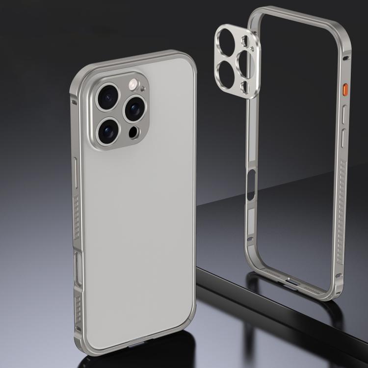 Armor Dual-side Anti-slip Metal Frame Case with Lens Cover, For iPhone 16 Pro, For iPhone 16
