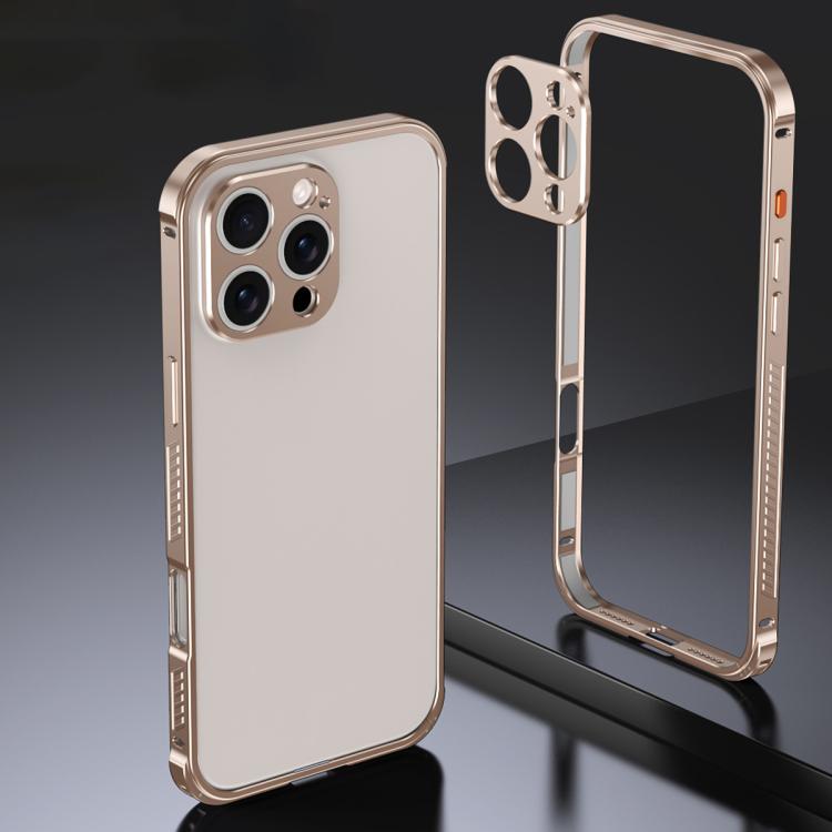 Armor Dual-side Anti-slip Metal Frame Case with Lens Cover, For iPhone 16 Pro, For iPhone 16