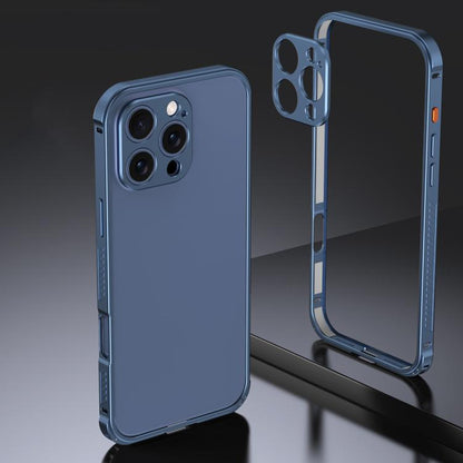 Armor Dual-side Anti-slip Metal Frame Case with Lens Cover, For iPhone 16 Pro, For iPhone 16