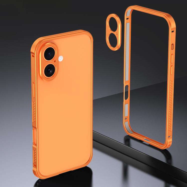 Armor Dual-side Anti-slip Metal Frame Case with Lens Cover, For iPhone 16 Pro, For iPhone 16