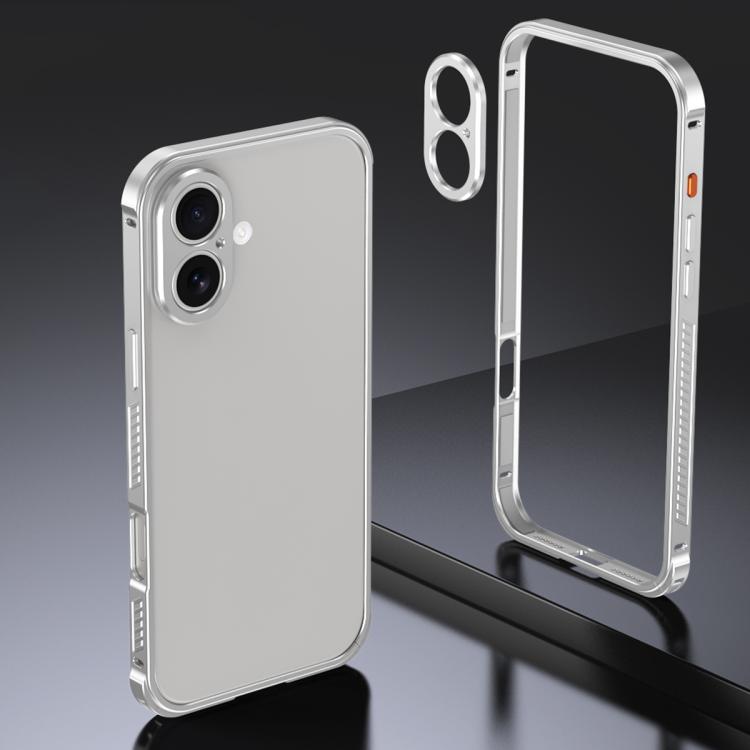 Armor Dual-side Anti-slip Metal Frame Case with Lens Cover, For iPhone 16 Pro, For iPhone 16