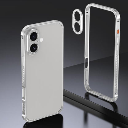 Armor Dual-side Anti-slip Metal Frame Case with Lens Cover, For iPhone 16 Pro, For iPhone 16