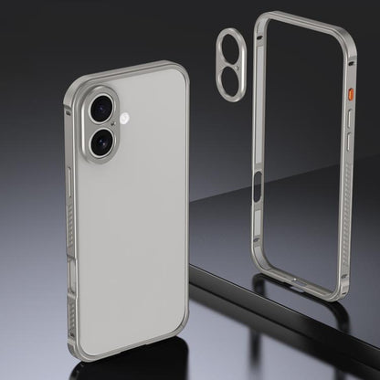 Armor Dual-side Anti-slip Metal Frame Case with Lens Cover, For iPhone 16 Pro, For iPhone 16