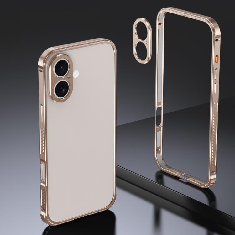 Armor Dual-side Anti-slip Metal Frame Case with Lens Cover, For iPhone 16 Pro, For iPhone 16
