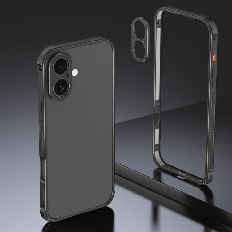 Armor Dual-side Anti-slip Metal Frame Case with Lens Cover, For iPhone 16 Pro, For iPhone 16