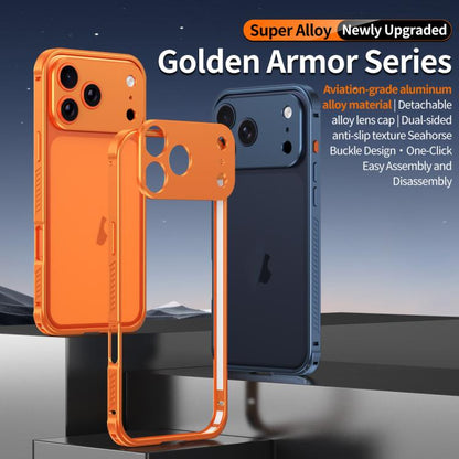 Armor Dual-side Anti-slip Metal Frame Case with Lens Cover, For iPhone 16 Pro, For iPhone 16