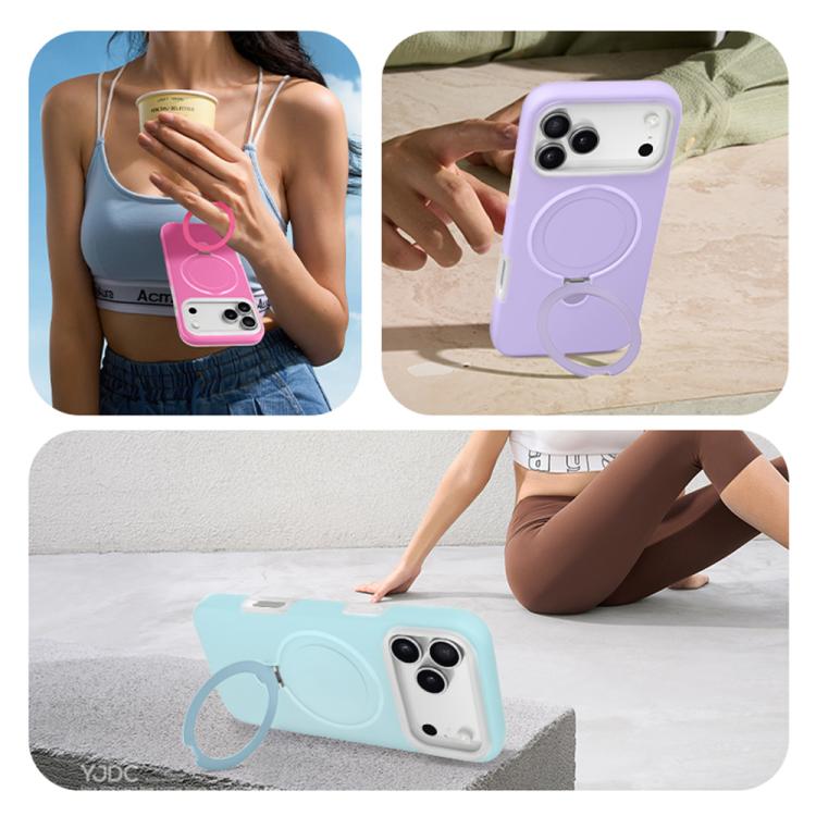 Jelly Liquid Silicone MagSafe Holder Phone Case, For iPhone 15 Pro, For iPhone 15