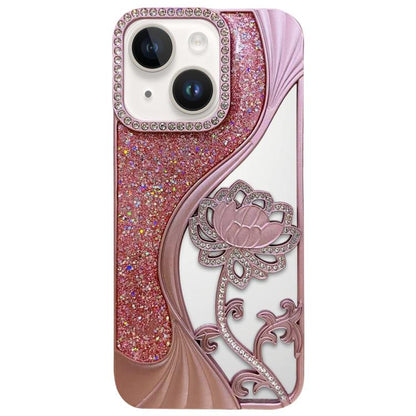 Electroplated TPU Lotus Hollow-carved  Rhinestone Glitter Phone Case, For iPhone 13 Pro Max, For iPhone 13 Pro, For iPhone 13, For iPhone 12