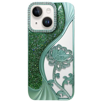 Electroplated TPU Lotus Hollow-carved  Rhinestone Glitter Phone Case, For iPhone 13 Pro Max, For iPhone 13 Pro, For iPhone 13, For iPhone 12