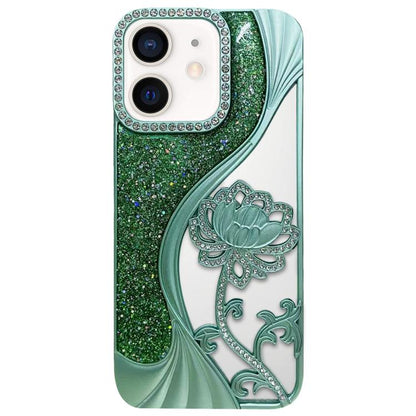 Electroplated TPU Lotus Hollow-carved  Rhinestone Glitter Phone Case, For iPhone 12 Pro Max, For iPhone 12 Pro, For iPhone 11 Pro Max, For iPhone 11