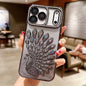 Electroplated TPU Peacock Relief Rhinestone Glitter Phone Case with Lens Film, For iPhone 17 Pro Max, For iPhone 17 Pro, For iPhone 17, For iPhone 16 Pro Max
