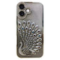 Electroplated TPU Peacock Relief Rhinestone Glitter Phone Case with Lens Film, For iPhone 16 Pro, For iPhone 16 Plus, For iPhone 16, For iPhone 15 Pro Max