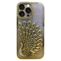 Electroplated TPU Peacock Relief Rhinestone Glitter Phone Case with Lens Film, For iPhone 15 Pro, For iPhone 15, For iPhone 14, For iPhone 14 Pro