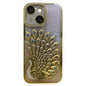 Electroplated TPU Peacock Relief Rhinestone Glitter Phone Case with Lens Film, For iPhone 15 Pro, For iPhone 15, For iPhone 14, For iPhone 14 Pro