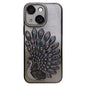 Electroplated TPU Peacock Relief Rhinestone Glitter Phone Case with Lens Film, For iPhone 15 Pro, For iPhone 15, For iPhone 14, For iPhone 14 Pro