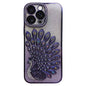 Electroplated TPU Peacock Relief Rhinestone Glitter Phone Case with Lens Film, For iPhone 15 Pro, For iPhone 15, For iPhone 14, For iPhone 14 Pro