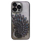Electroplated TPU Peacock Relief Rhinestone Glitter Phone Case with Lens Film, For iPhone 15 Pro, For iPhone 15, For iPhone 14, For iPhone 14 Pro
