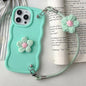 Plush Flower Wavy TPU Phone Case with Lanyard, For iPhone 16, For iPhone 15 Pro Max, For iPhone 15 Pro, For iPhone 15 Plus