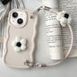 Plush Flower Wavy TPU Phone Case with Lanyard, For iPhone 16, For iPhone 15 Pro Max, For iPhone 15 Pro, For iPhone 15 Plus