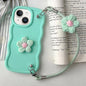 Plush Flower Wavy TPU Phone Case with Lanyard, For iPhone 15, For iPhone 14 Plus, For iPhone 14, For iPhone 14 Pro