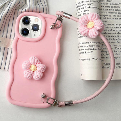 Plush Flower Wavy TPU Phone Case with Lanyard, For iPhone 11, For iPhone 11 Pro, For iPhone X / XS, For iPhone XR