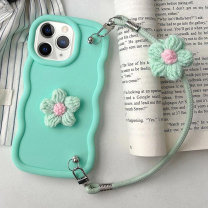 Plush Flower Wavy TPU Phone Case with Lanyard, For iPhone 11, For iPhone 11 Pro, For iPhone X / XS, For iPhone XR